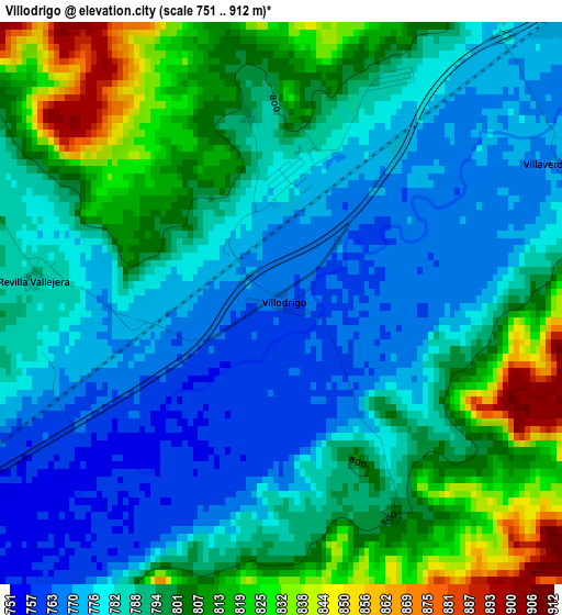 Villodrigo elevation map