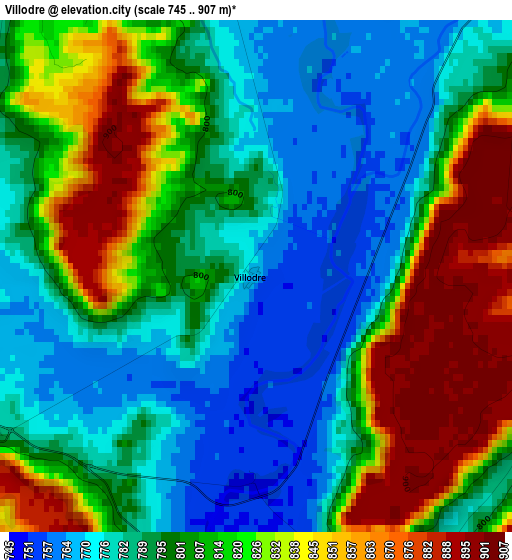 Villodre elevation map