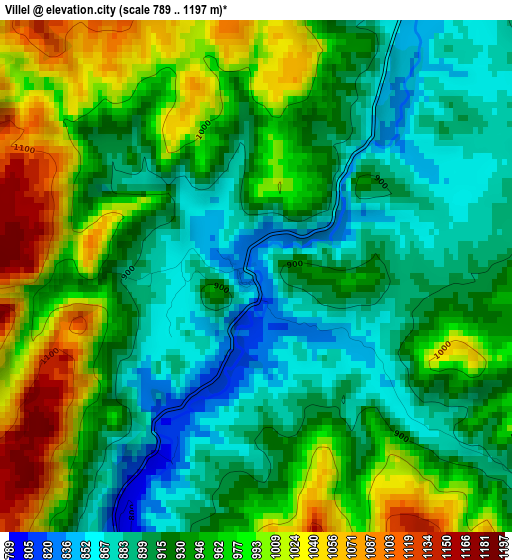 Villel elevation map