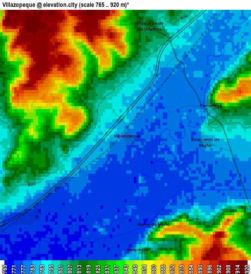 Villazopeque elevation map