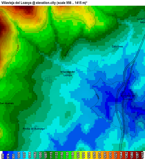 Villavieja del Lozoya elevation map