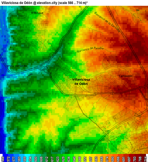 Villaviciosa de Odón elevation map