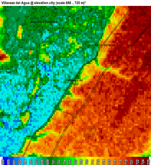 Villaveza del Agua elevation map