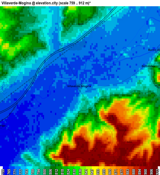 Villaverde-Mogina elevation map