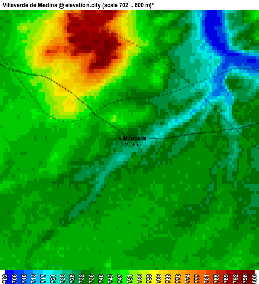 Villaverde de Medina elevation map