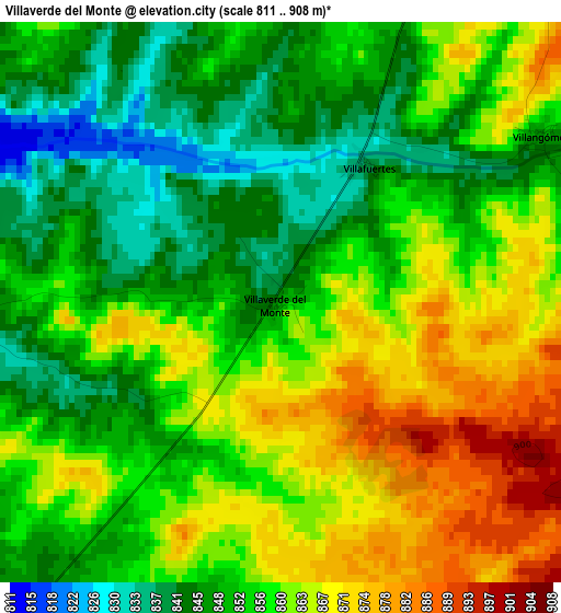 Villaverde del Monte elevation map