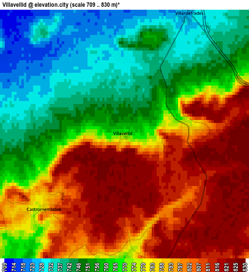 Villavellid elevation map