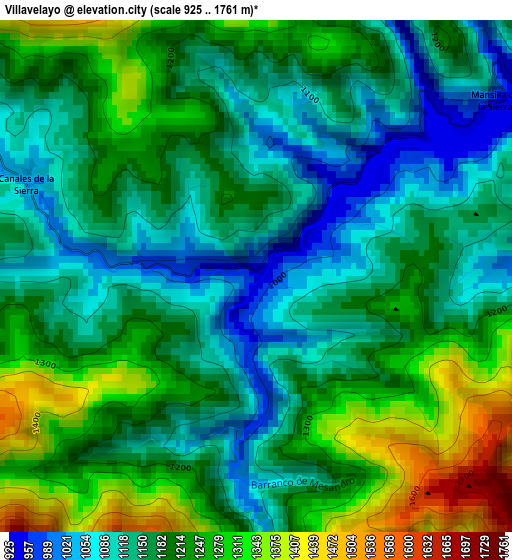 Villavelayo elevation map