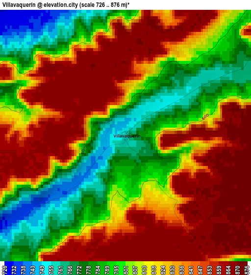 Villavaquerín elevation map