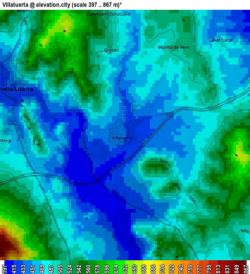 Villatuerta elevation map