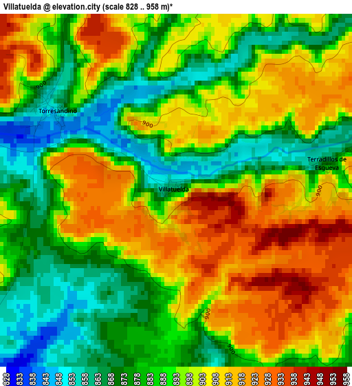 Villatuelda elevation map