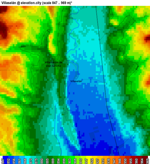 Villaselán elevation map