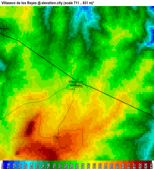 Villaseco de los Reyes elevation map