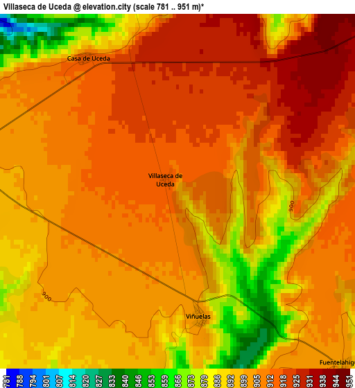 Villaseca de Uceda elevation map