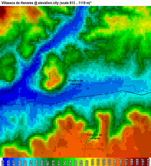 Villaseca de Henares elevation map