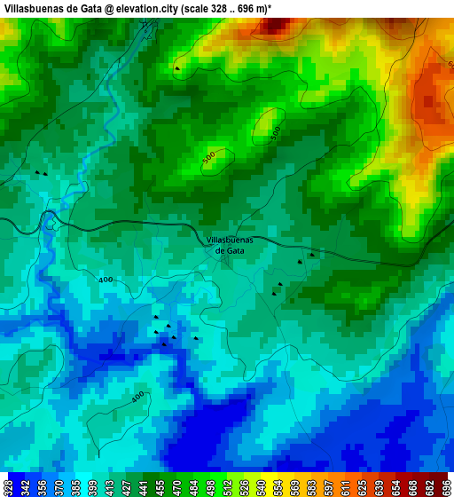 Villasbuenas de Gata elevation map