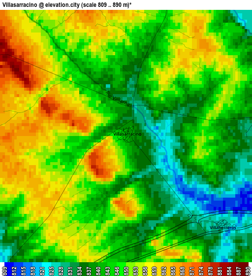 Villasarracino elevation map