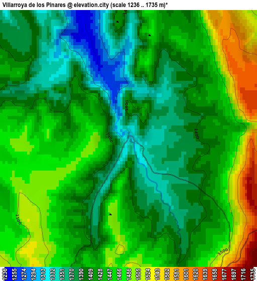 Villarroya de los Pinares elevation map