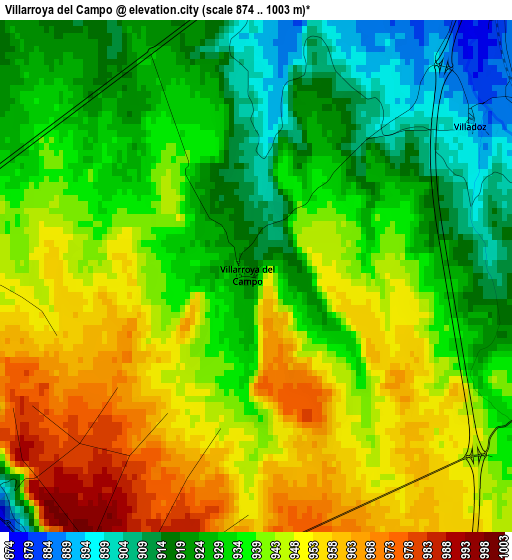 Villarroya del Campo elevation map