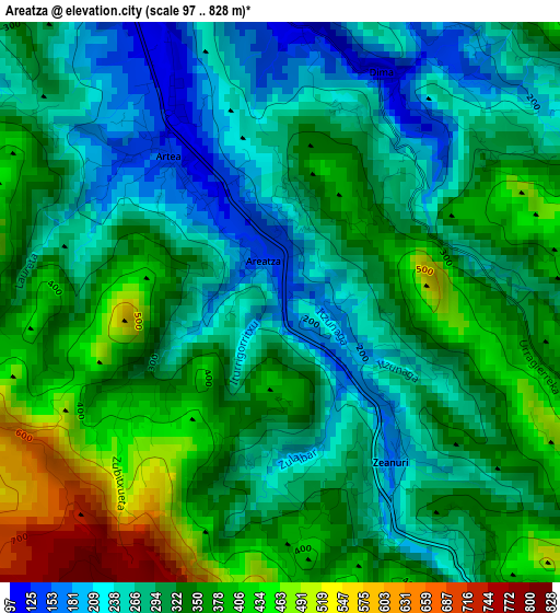 Areatza elevation map