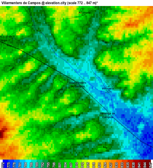 Villarmentero de Campos elevation map