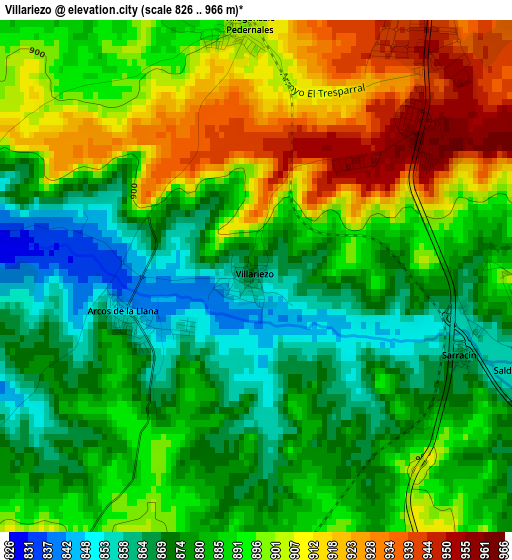 Villariezo elevation map