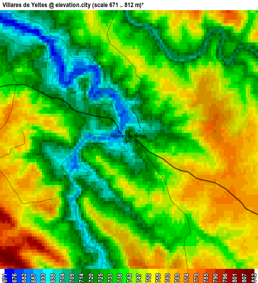 Villares de Yeltes elevation map