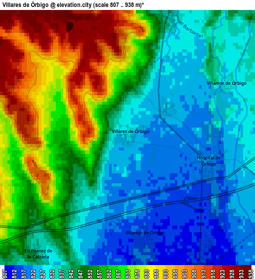 Villares de Órbigo elevation map
