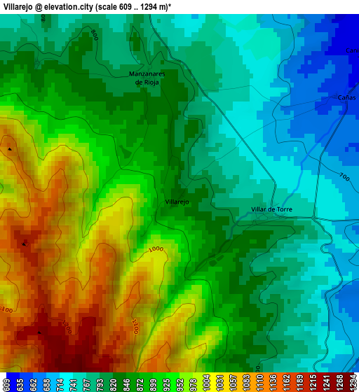 Villarejo elevation map