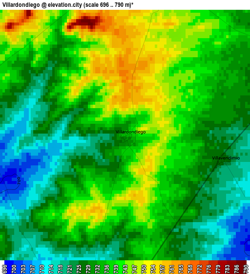 Villardondiego elevation map