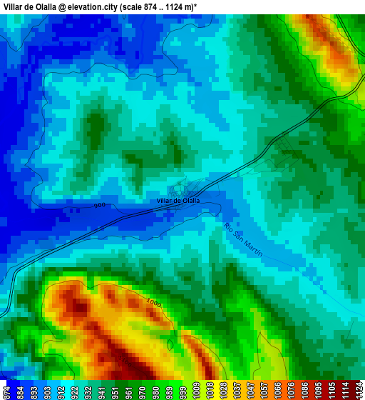 Villar de Olalla elevation map