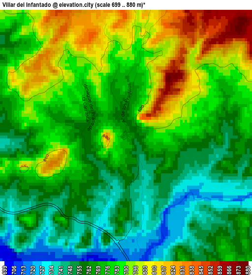 Villar del Infantado elevation map