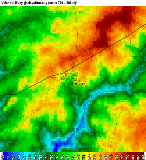 Villar del Buey elevation map