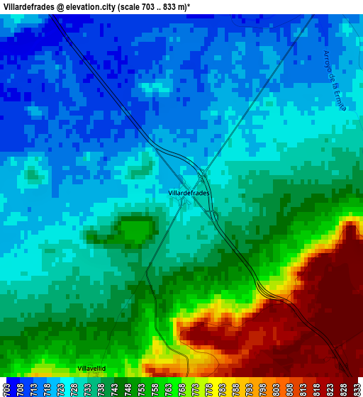 Villardefrades elevation map