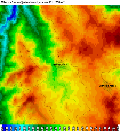 Villar de Ciervo elevation map