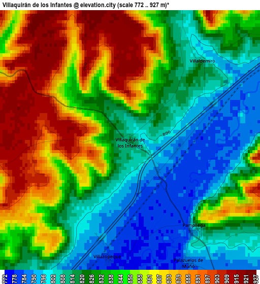 Villaquirán de los Infantes elevation map