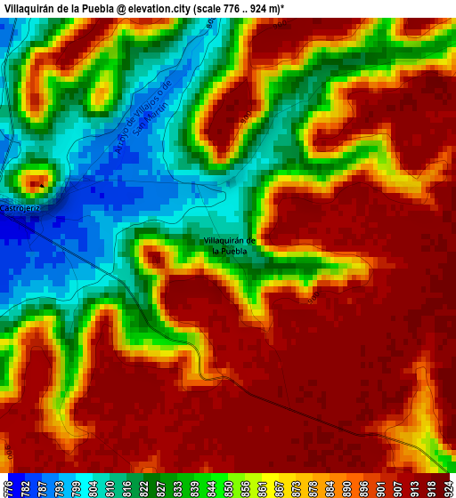 Villaquirán de la Puebla elevation map