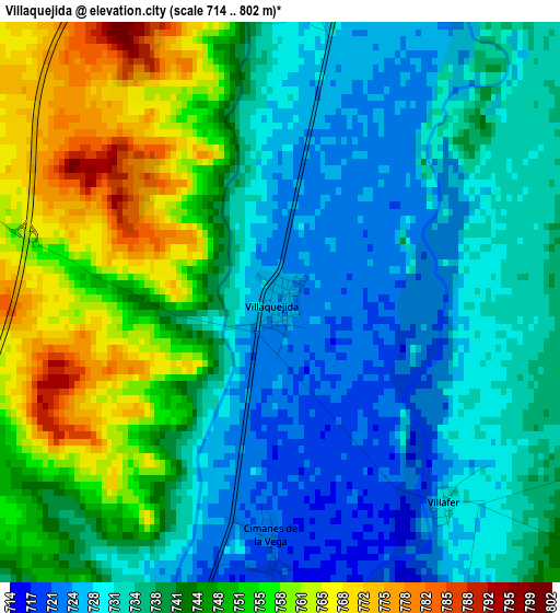 Villaquejida elevation map