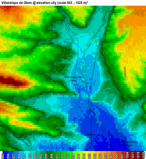 Villaobispo de Otero elevation map