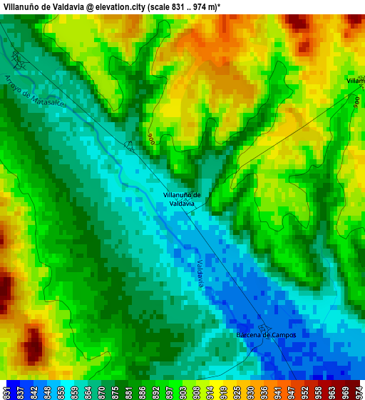 Villanuño de Valdavia elevation map