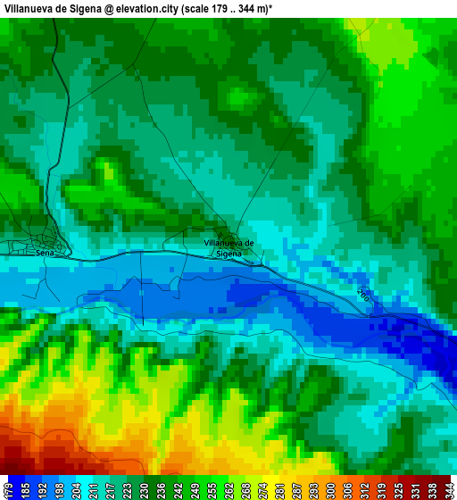 Villanueva de Sigena elevation map