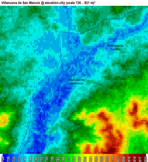 Villanueva de San Mancio elevation map