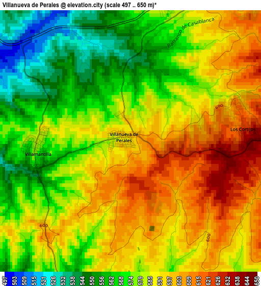 Villanueva de Perales elevation map