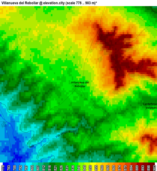 Villanueva del Rebollar elevation map