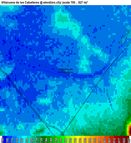 Villanueva de los Caballeros elevation map