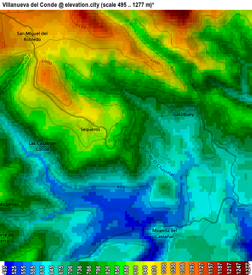 Villanueva del Conde elevation map