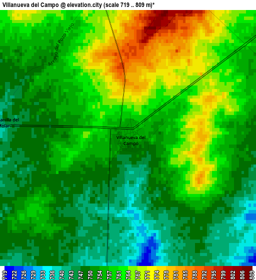 Villanueva del Campo elevation map
