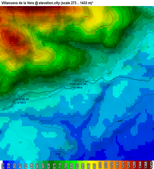 Villanueva de la Vera elevation map