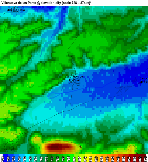 Villanueva de las Peras elevation map