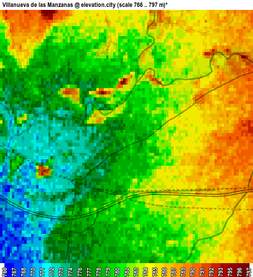 Villanueva de las Manzanas elevation map